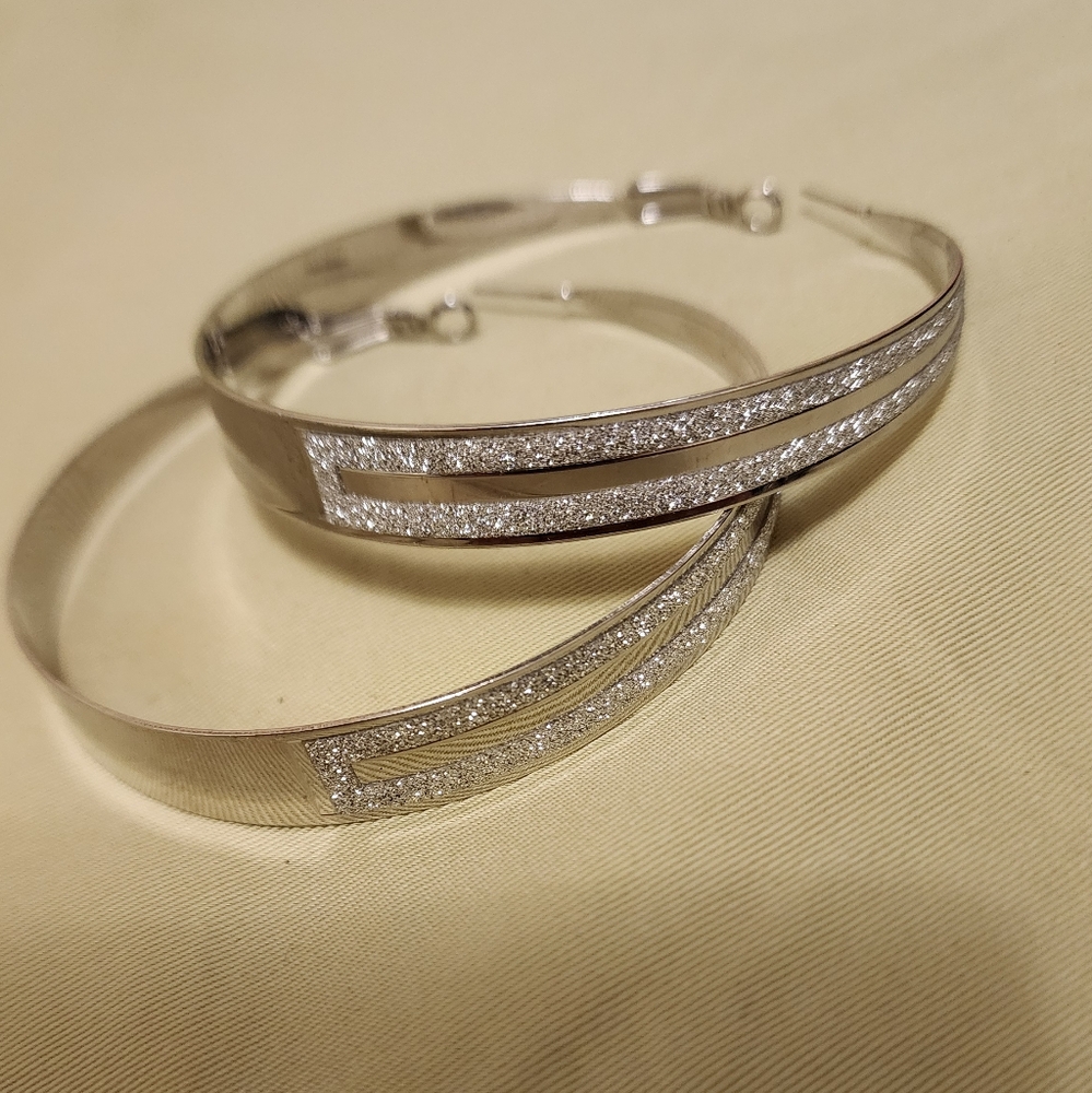 Large Sparkly Hoop earings